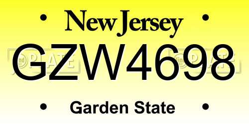 GZW4698 New Jersey License Plate