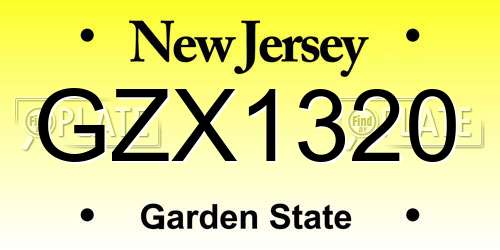 GZX1320 New Jersey License Plate