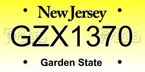GZX1370 New Jersey License Plate