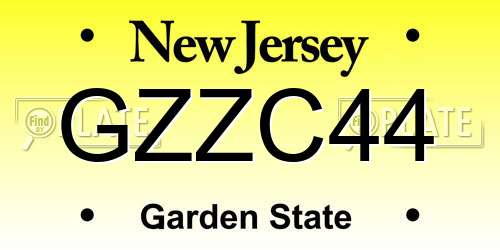 GZZC44 New Jersey License Plate