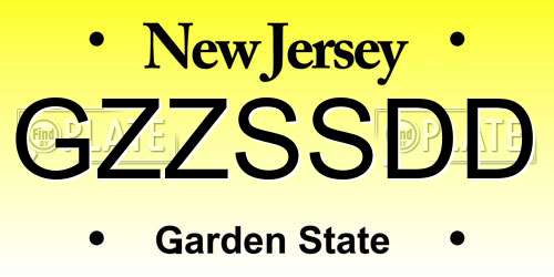 GZZSSDD New Jersey License Plate