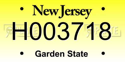 H003718 New Jersey License Plate