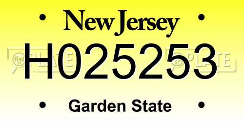 H025253 New Jersey License Plate