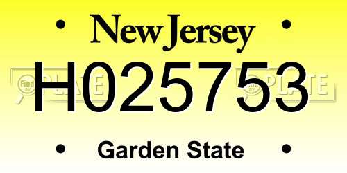 H025753 New Jersey License Plate