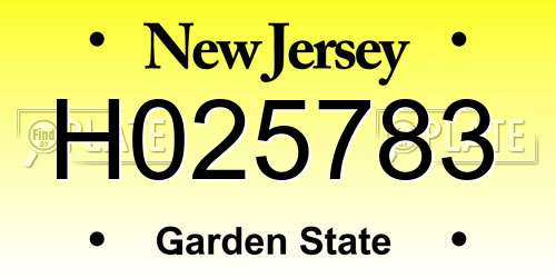 H025783 New Jersey License Plate