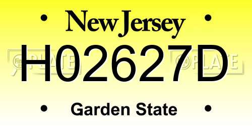 H02627D New Jersey License Plate