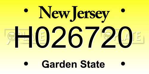 H026720 New Jersey License Plate