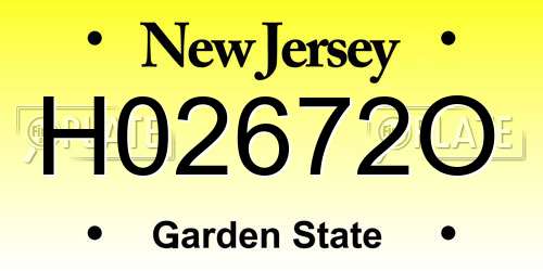 H02672O New Jersey License Plate