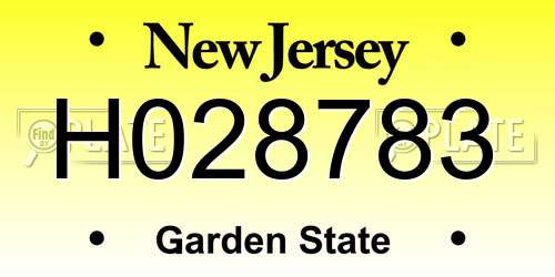 H028783 New Jersey License Plate