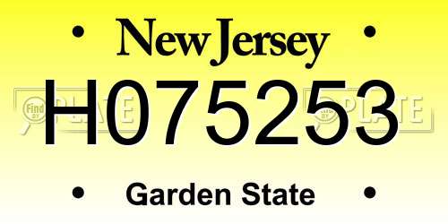 H075253 New Jersey License Plate