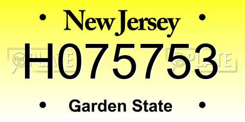 H075753 New Jersey License Plate