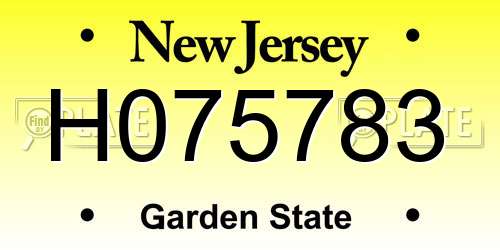 H075783 New Jersey License Plate