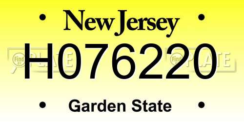H076220 New Jersey License Plate