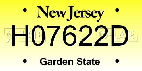 H07622D New Jersey License Plate