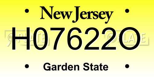 H07622O New Jersey License Plate