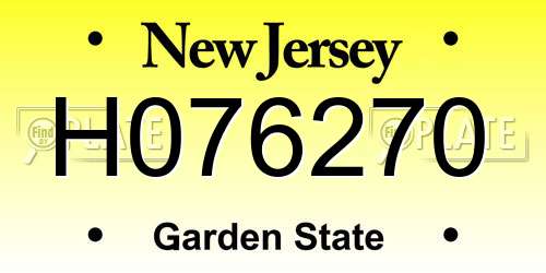 H076270 New Jersey License Plate