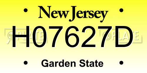 H07627D New Jersey License Plate