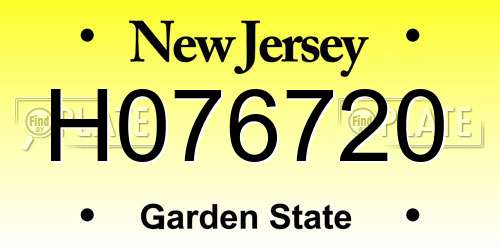 H076720 New Jersey License Plate