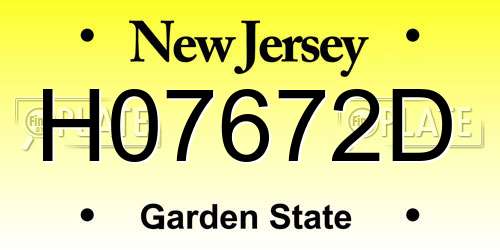 H07672D New Jersey License Plate