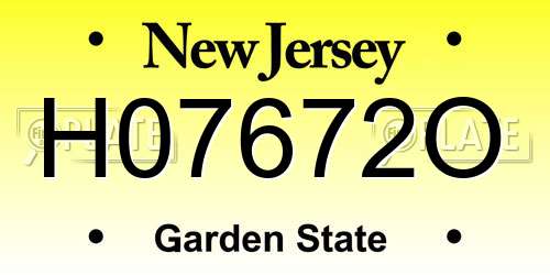 H07672O New Jersey License Plate