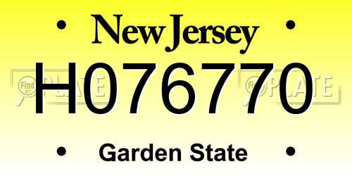 H076770 New Jersey License Plate