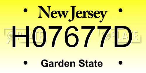 H07677D New Jersey License Plate
