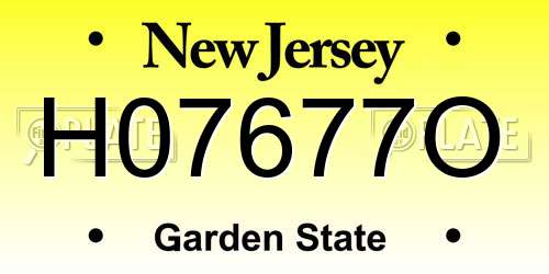 H07677O New Jersey License Plate