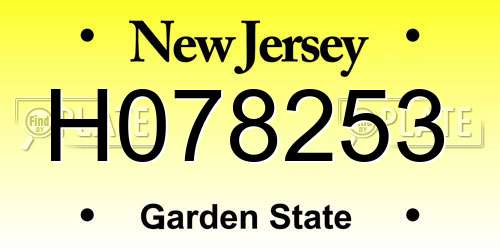 H078253 New Jersey License Plate