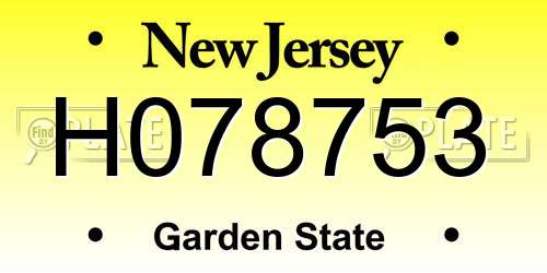 H078753 New Jersey License Plate