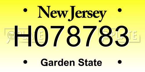 H078783 New Jersey License Plate