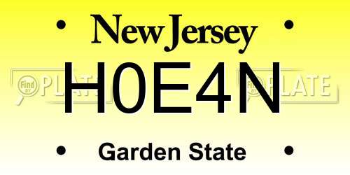 H0E4N New Jersey License Plate