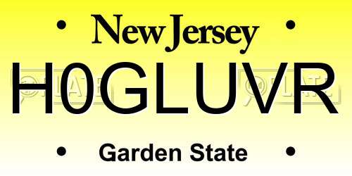 H0GLUVR New Jersey License Plate