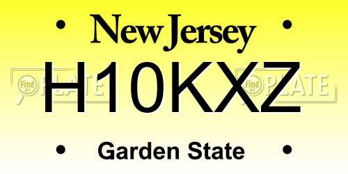 H10KXZ New Jersey License Plate