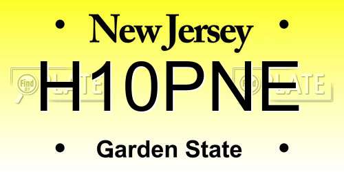 H10PNE New Jersey License Plate
