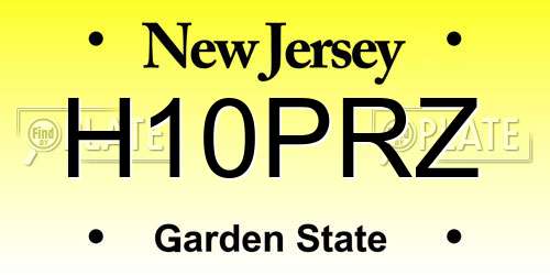 H10PRZ New Jersey License Plate
