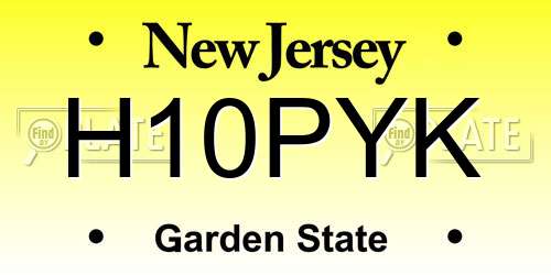 H10PYK New Jersey License Plate