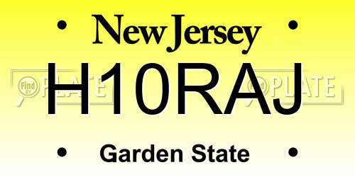 H10RAJ New Jersey License Plate