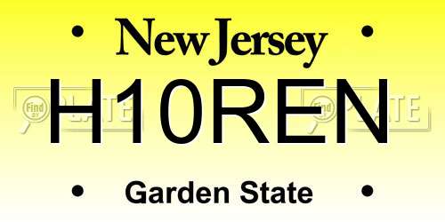 H10REN New Jersey License Plate