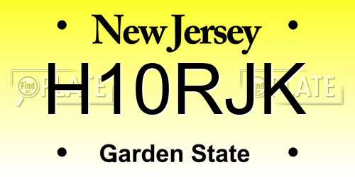 H10RJK New Jersey License Plate