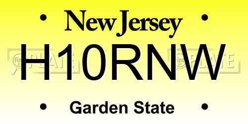 H10RNW New Jersey License Plate