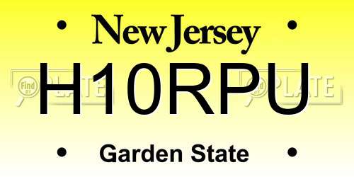 H10RPU New Jersey License Plate