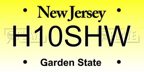 H10SHW New Jersey License Plate