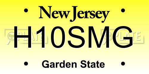 H10SMG New Jersey License Plate