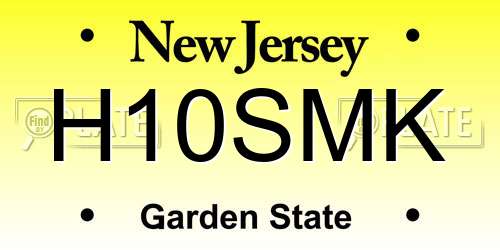 H10SMK New Jersey License Plate