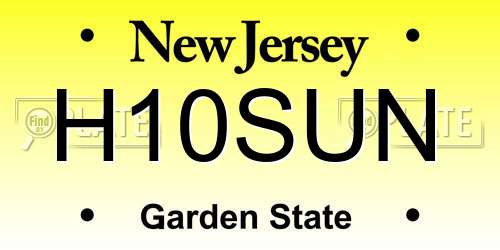 H10SUN New Jersey License Plate