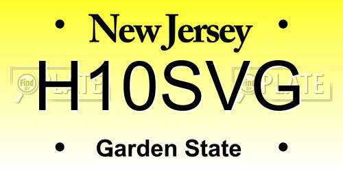 H10SVG New Jersey License Plate