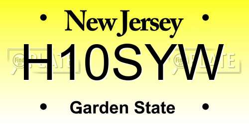 H10SYW New Jersey License Plate