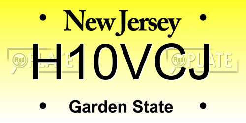 H10VCJ New Jersey License Plate