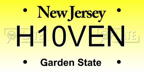 H10VEN New Jersey License Plate