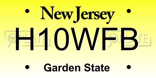 H10WFB New Jersey License Plate